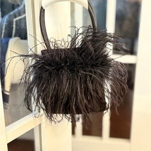 Elegant Black Feathered Women's Bag